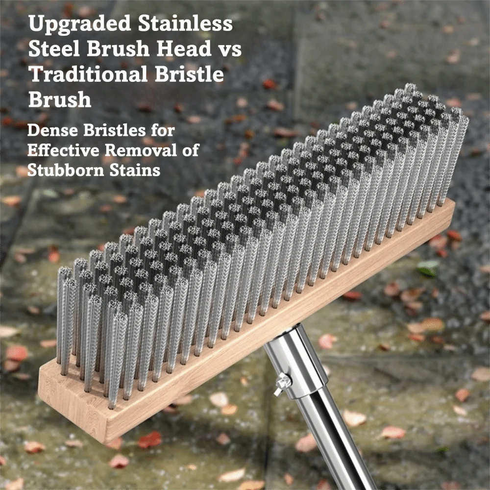 Stainless Steel Wire Broom Brush Rust-Proof Corrosion-Resistant Stainless Steel Brush Heavy Duty Weed Moss Remover Zpaxo