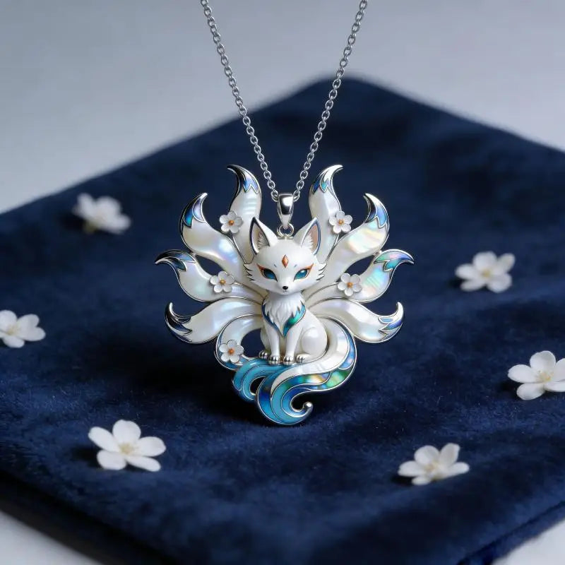 1 Nine-tailed Fox Enamel Pendant Necklace Phone Bag Charm Women Zpaxo