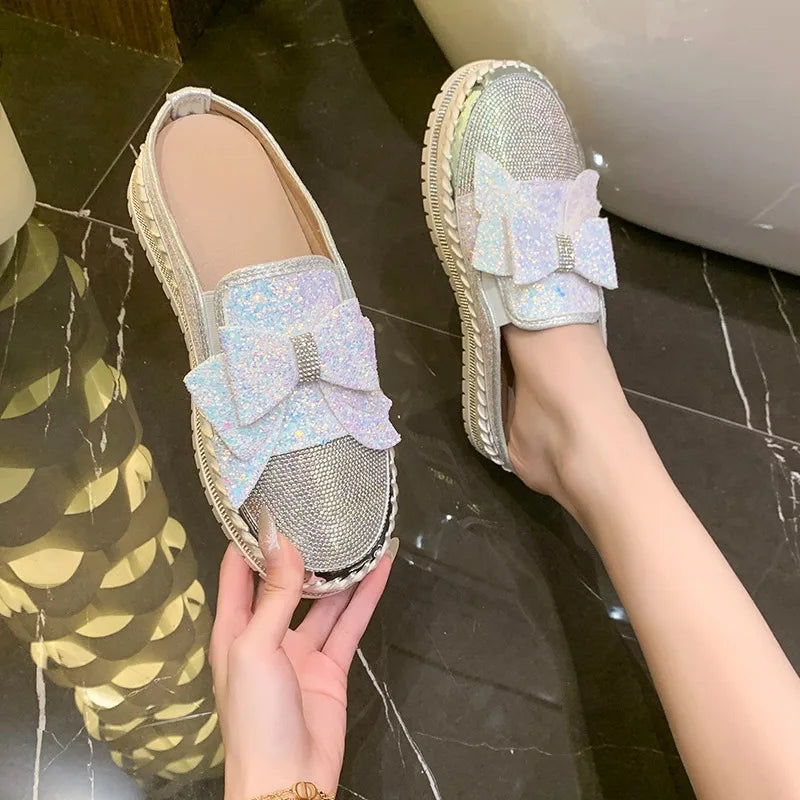 Women's Rhinestone Luxury Flats Slippers 2026 Fashion Slip-on Crystal Zpaxo