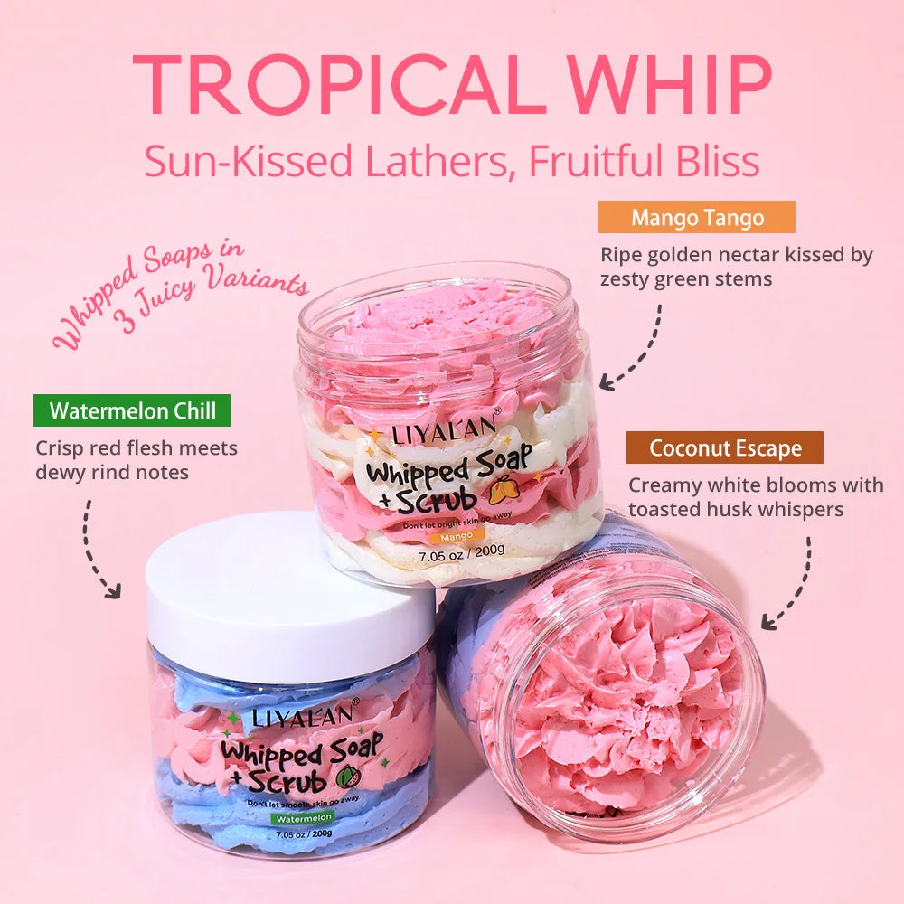 LIYALAN Whipped Soap Body Scrub – Shea, Olive Oil & Vitamin E Whipped Body Scrub Zpaxo