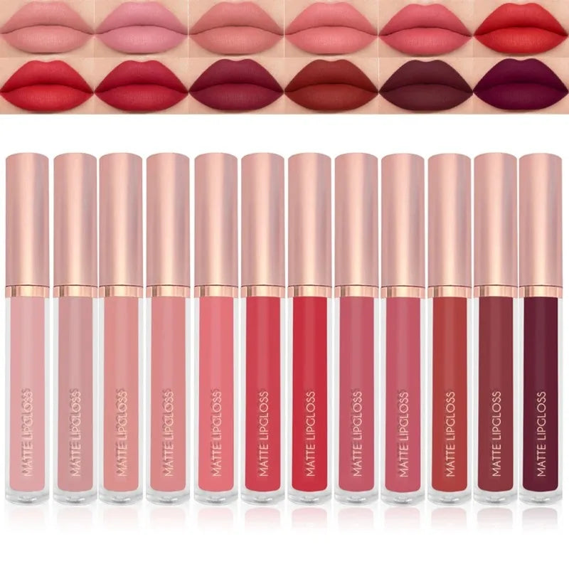 12 Colors Matte Velvet Sexy Lip Gloss Waterproof Long-lasting