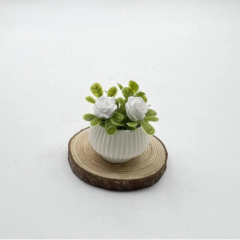 Doll House Living Room Scene Decoration Mini Rose Plant Potted Plants Zpaxo A1