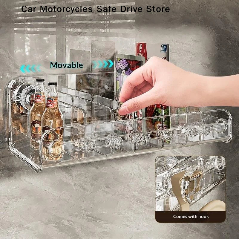 CMClear Acrylic Fridge Storage Organizer Removable Dividers Suction