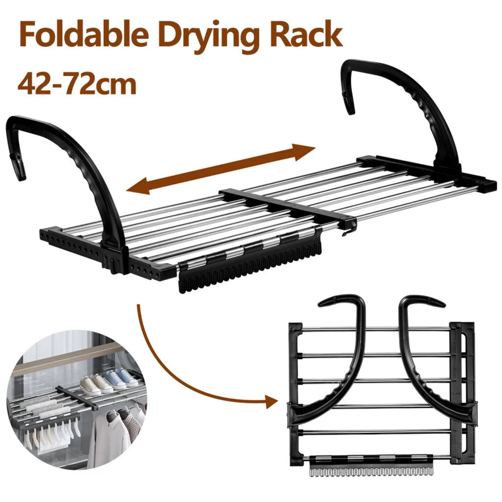 New Foldable Radiator Drying Rack Extendable Clothes Drying Hanger Stainless Steel 42-72cm Shoes Towels Drying Rack for Balcony Zpaxo