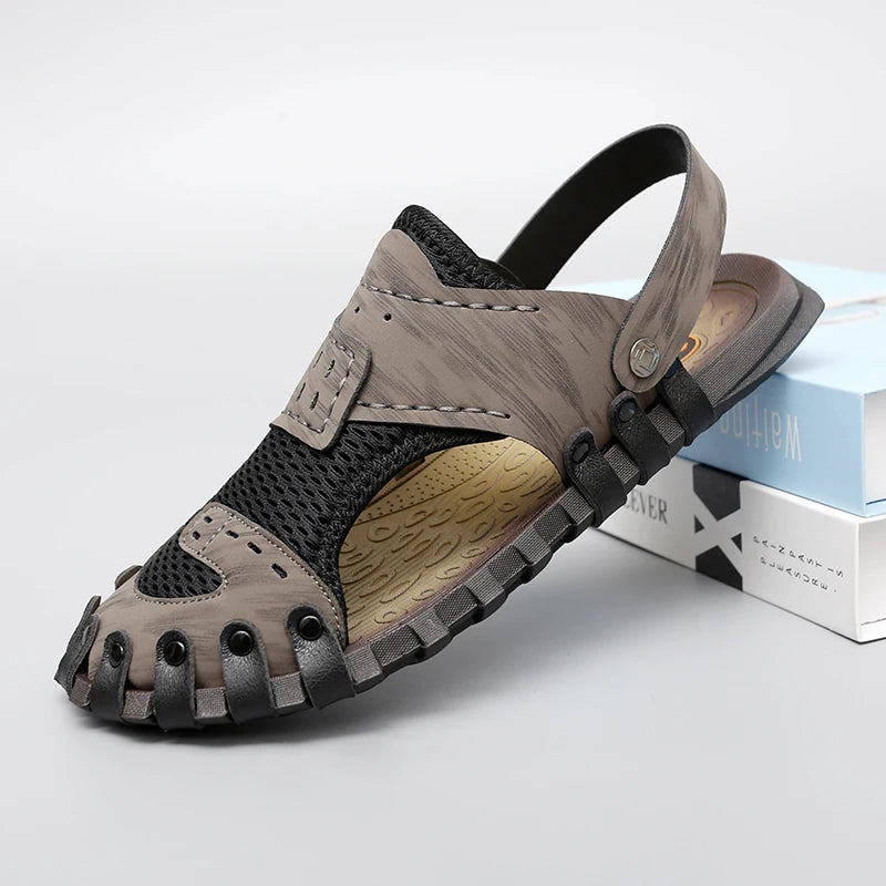Summer Men Sandals Leather Mens Casual Shoes Outdoor Beach Roman Zpaxo