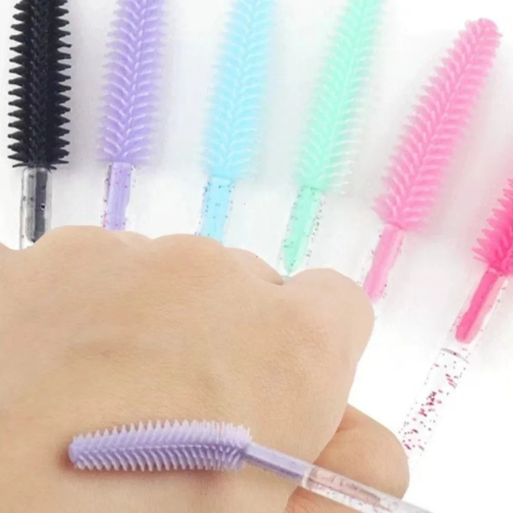 50pcs Crystal Silicone Eyelash Brush Lash Makeup Brushes Eyebrow Comb Eyelashes Extension Spoolie Microbrush Cosmetics Tool Zpaxo