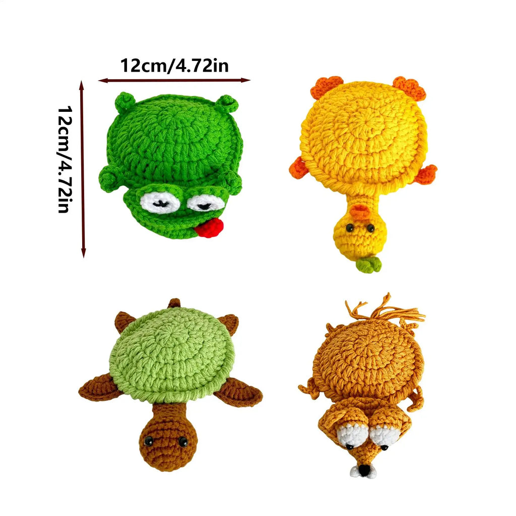 Crochet Animal Coasters 4 Pieces Home Decoration Knitting Cup Mat for Renters Homeowners Home Office Apartment Kitchen Dining Zpaxo