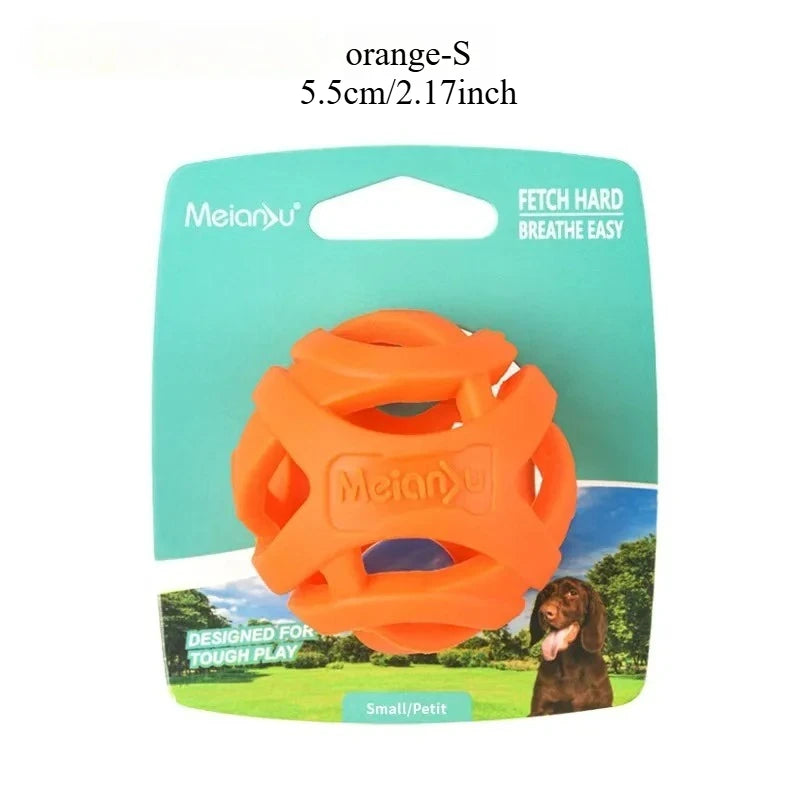 Durable Hollow Elastic Pet Dog Toys Ball Puppy Chew Teeth Cleaning Zpaxo orange-S