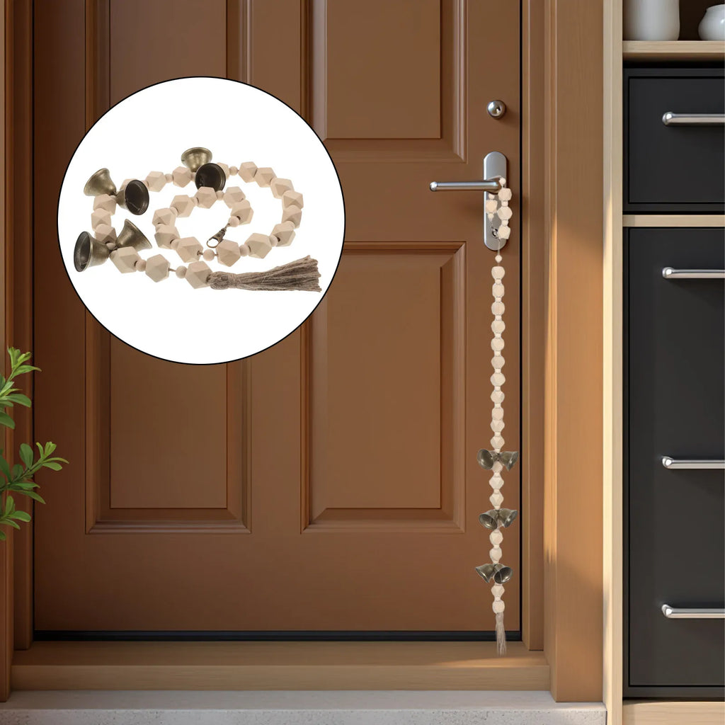 Dog Bell Door Pet Training Hanging Bells Wooden Beads Buckle Portable