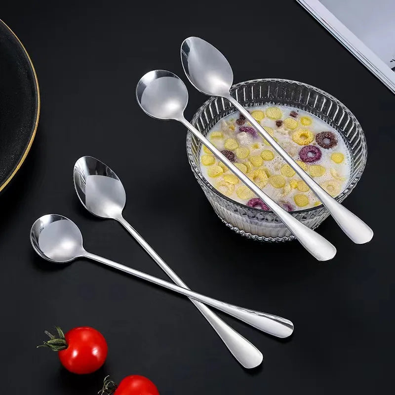 Stainless Steel Long-handled Ice Teaspoon Coffee Spoon Cream Stirring