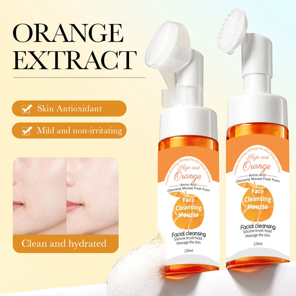 VC Orange Cleansing Mousse + Silicone Brush – Oil Control Facial Cleansing Mousse Zpaxo