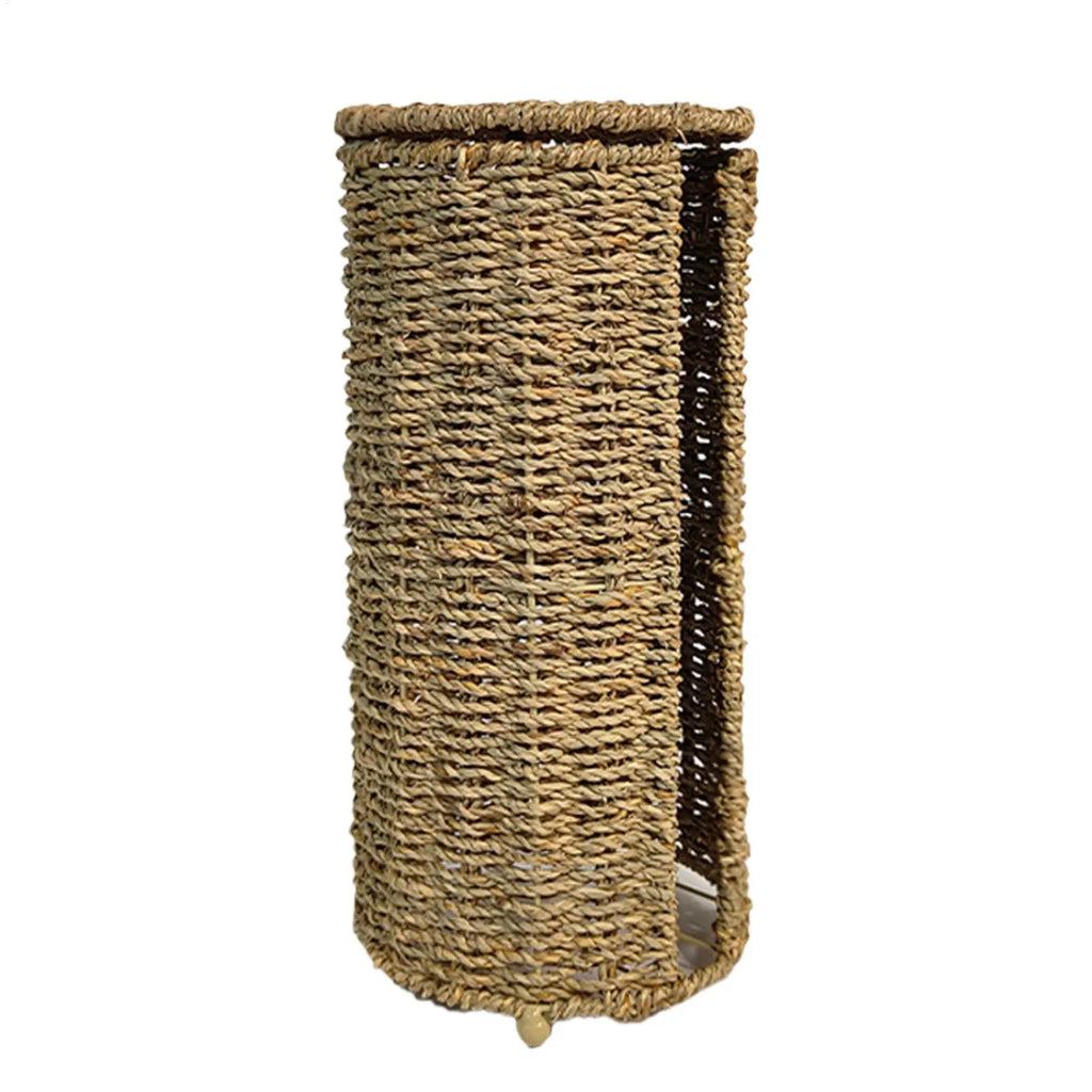 Toilet Paper Holder Handwoven storage basket No-Drill Bathroom Organizer with Cup Holder Bathroom Organizer Bathroom Decor Zpaxo