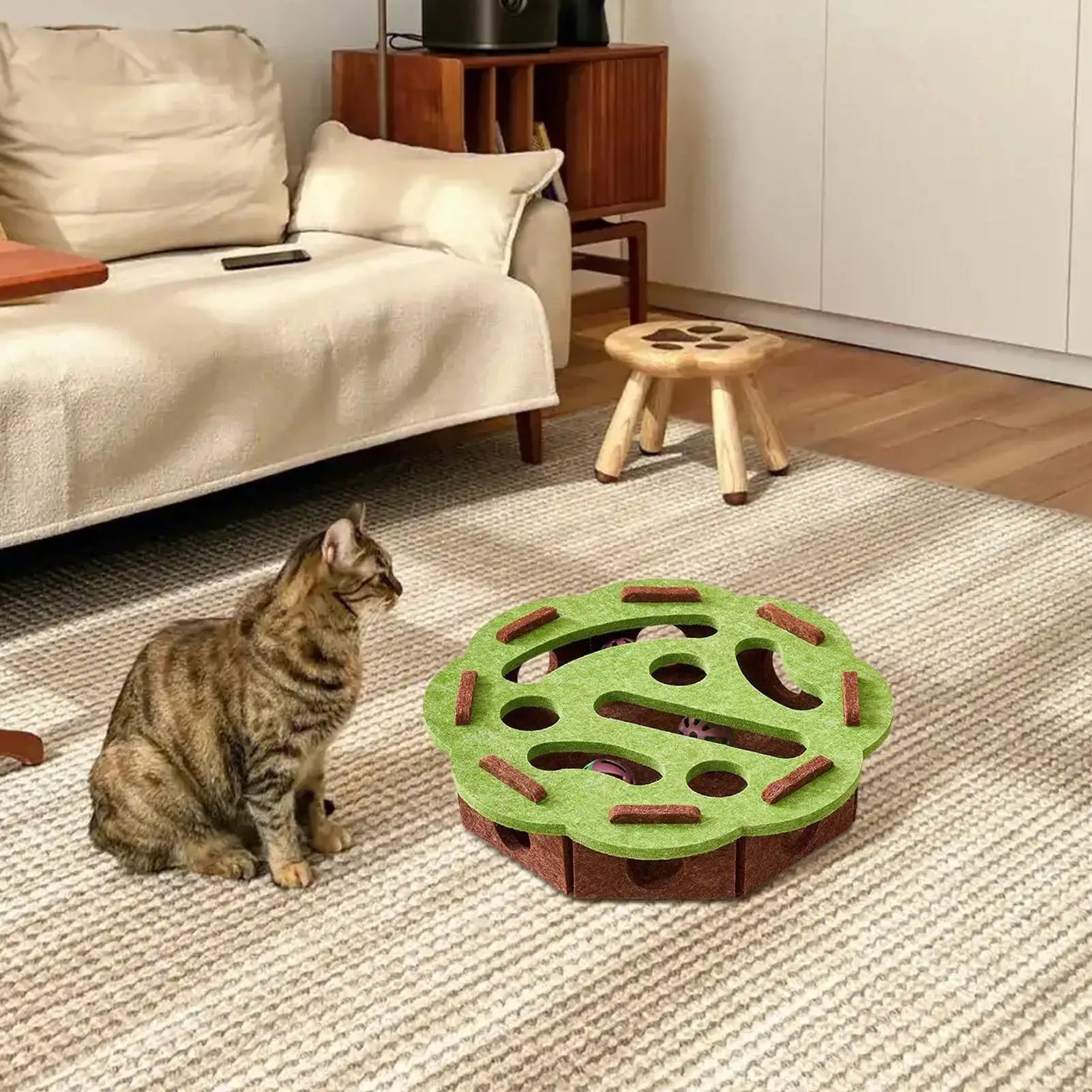 Cat Enrichment Toys Interactive Cat Toy Puzzle Games Felt Pet Supplies with Bell Kitten Accessories Maze Game for Enrichment Zpaxo