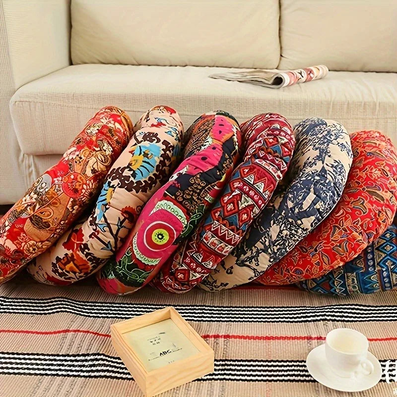 Fashionable Circular Seat Cushion Ethnic Fabric Yoga Mat Thick And Comfortable Seat Dining Chair Cushion Tatami Stool Cushion Zpaxo