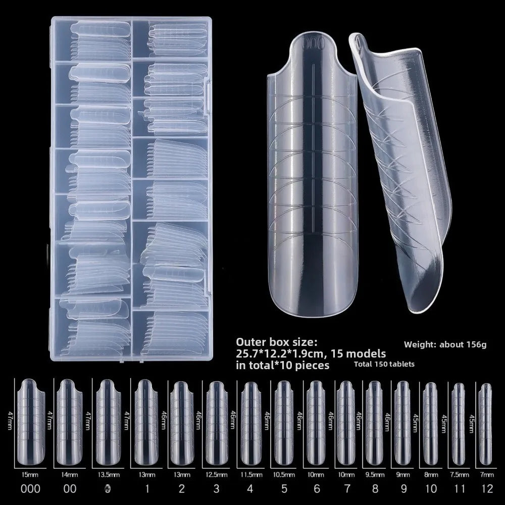 Coffin Shape Sandwich Nail Forms Natural Clear Almond Art Tips Zpaxo 97-