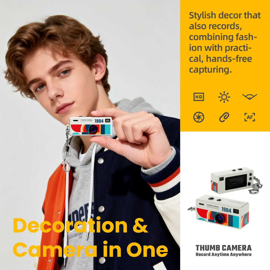 Mini Thumb Camera Backpack Pendant Screen Portable Student Daily Use