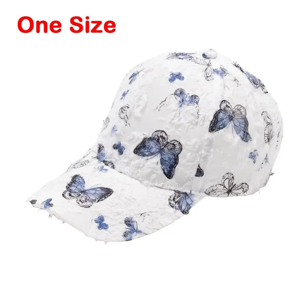 Embroidered Butterfly Baseball Cap Versatile Elegant Korean Style Baseball Cap Breathable Sunshade Women Outdoor Cap Casual Wear Zpaxo