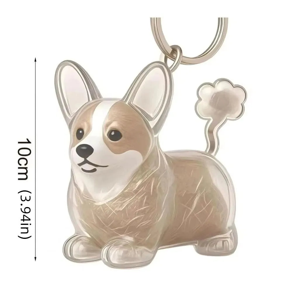 Cartoon Dog Shape Dog Hair Storage Box Transparent DIY Handmade Pet Hair Keychain Keyring Acrylic Puppy Pendants Backpack Zpaxo