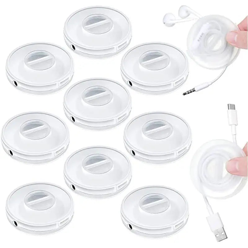 3pcs Rotatable Transparent Round Wire Winder Box Cable Management Retractable Cord Organizer Portable USB Charger Earphones Cord Zpaxo
