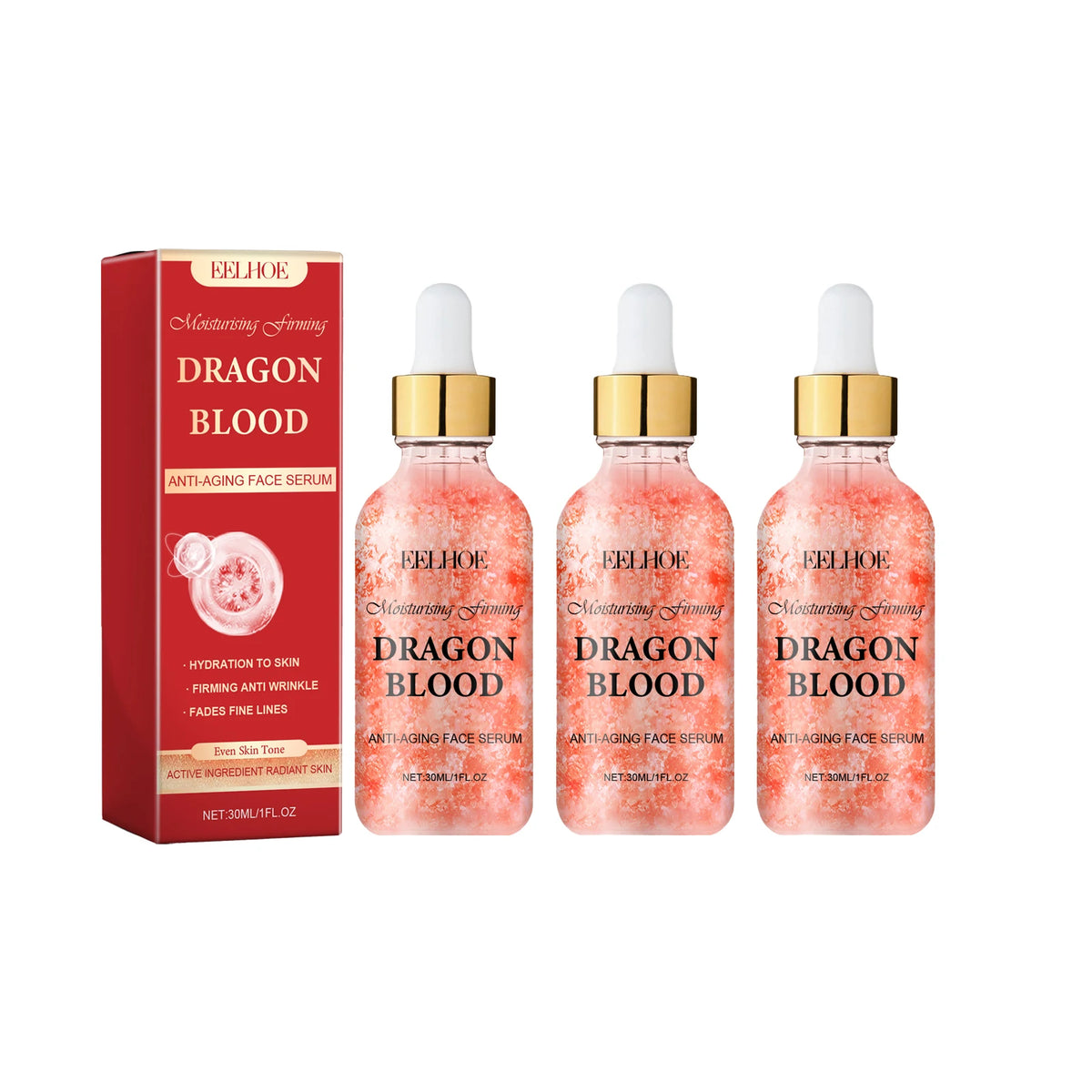 EELHOE Dragon Blood Placenta Royal Anti Aging Serum Fast Wrinkle Reduction Firming Lifting Brightening Moisturizing Face Care Zpaxo 3PCS