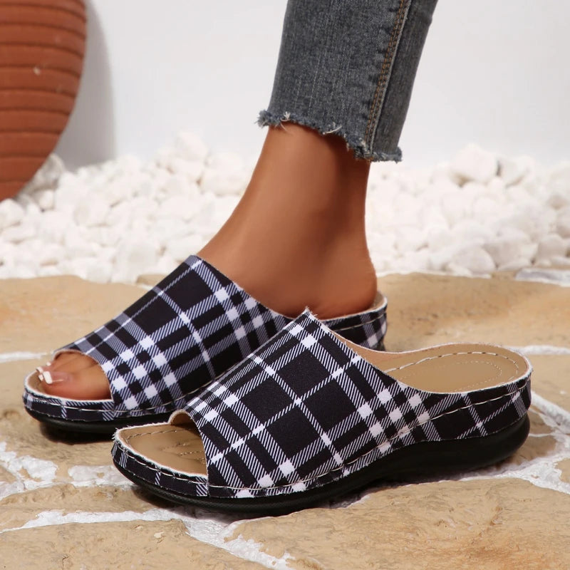 Women Wedge Slippers Open Toe Breathable Sandals Summer 2025 Fashion