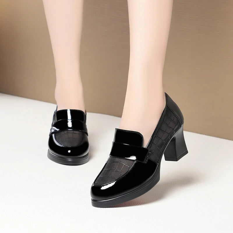 British Summer Single Shoes Heels Waterproof Platform Thick Heel Zpaxo
