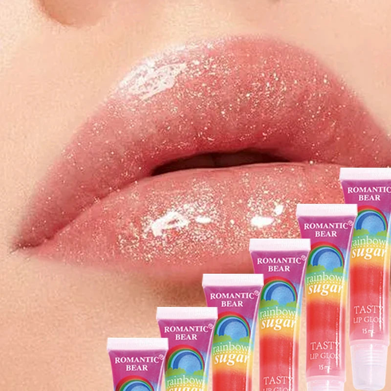 4/6/8/10/12pcs Rainbow Pearl Lip Gloss Glitter, Rainbow Jelly Lip Gloss, Sparkling Lips, Moisturizing Lip Skin Zpaxo