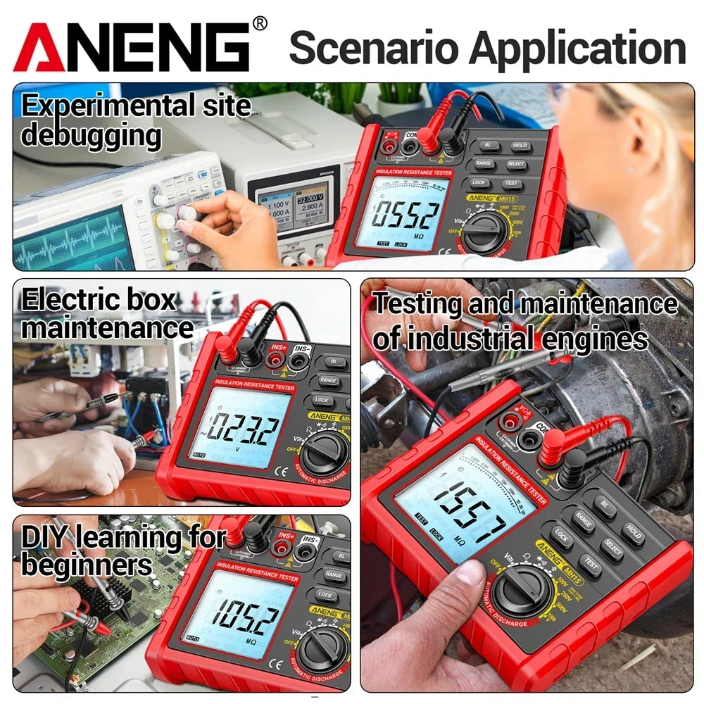 Digital Insulation Test Resistance Tester ANENG MH15 Voltage Meter