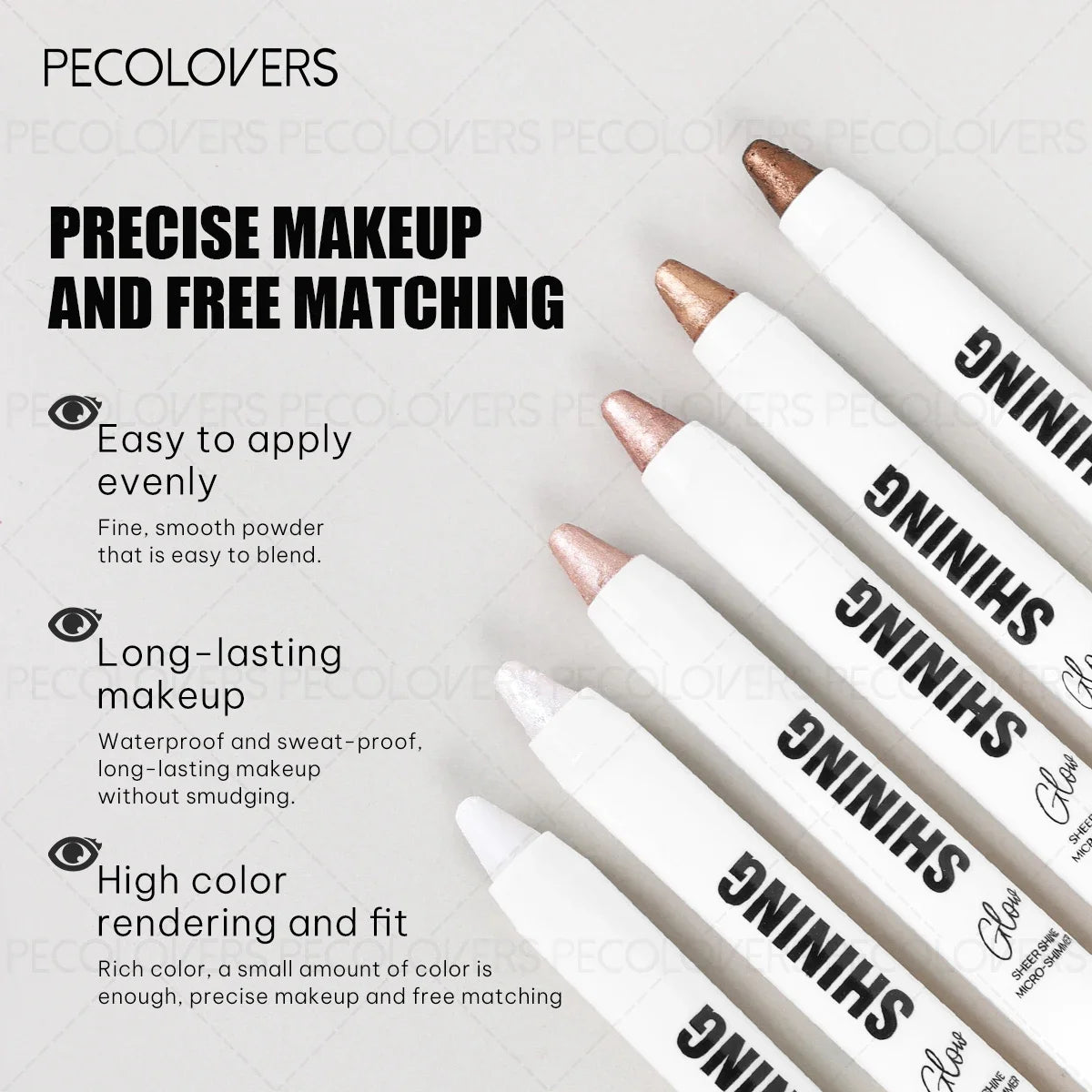 1PC Silvery Eyeshadow, White Eyeshadow, Eye Highlighter, Shimmering, Waterproof and Long-Lasting, Suitable for All Skin Tones Zpaxo