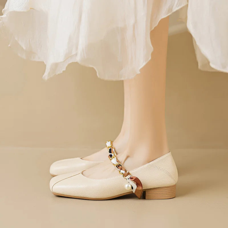 Flat Shoes for Women Spring and Autumn Square Toe Mary Jane Shoes for Women Low Heel for Women Plus Size Women's Shoes Zpaxo