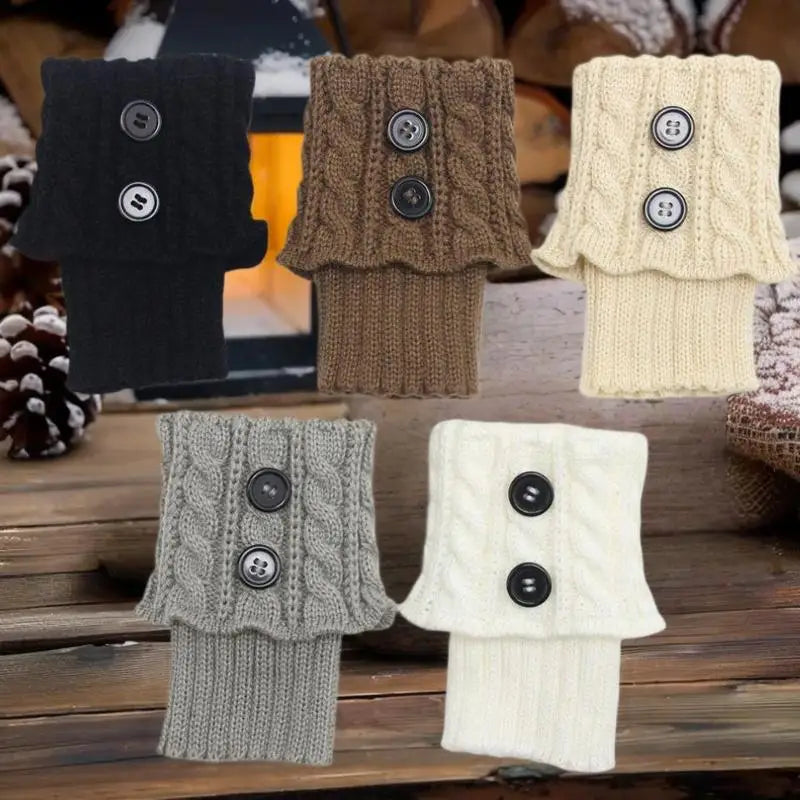 1 Pairs Autumn Winter Women's Short Rhombus Flip 2 Button Foot Warmer Zpaxo
