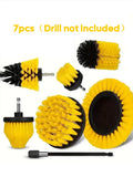 7PCS Car Cleaning Electric Drill Brush Head Set Electric Brush Kitchen Bathroom Cleaning Kits Household Toilet Cleaning Tools Zpaxo YELLOW