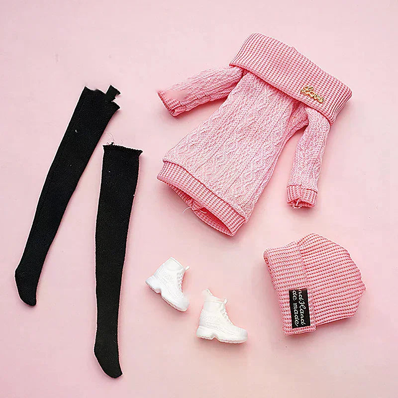 Doll's Clothes Suit Dress Up Accessories Sweater Hat Stockings Girl Zpaxo
