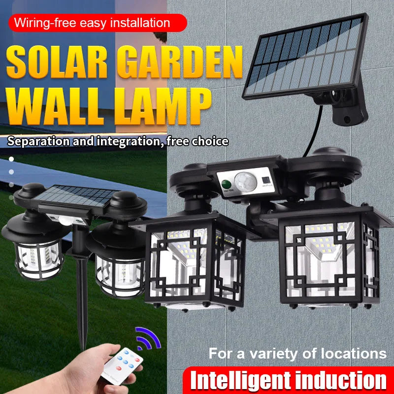 Double Head Solar Pendant Light Outdoor 1 Ground Wall Sensory Switch Zpaxo