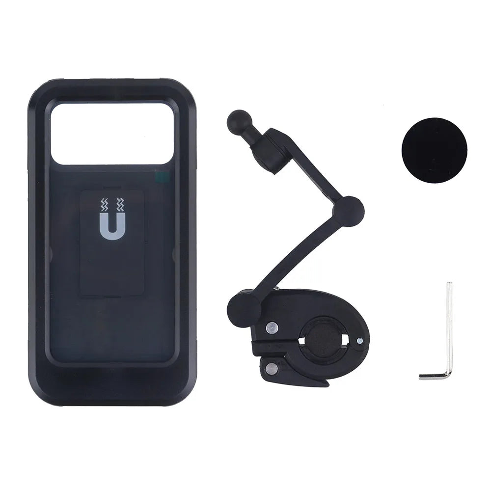 Waterproof Bicycle Mobile Phone Holder Support Universal Folding Motorcycle GPS 360°Swivel Adjustable Bike Cellphone Holder Zpaxo Black