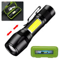 USB Rechargeable Mini Flashlight COB XPE Zoomable Torch