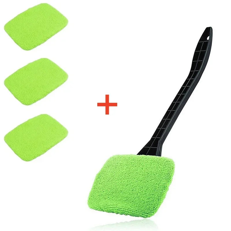 Car Window Cleaner Brush Kit Windshield Microfiber Cleaning Wash Tool Inside Interior Auto Glass Wiper with Long Handle Car Acce Zpaxo 4PC-Green