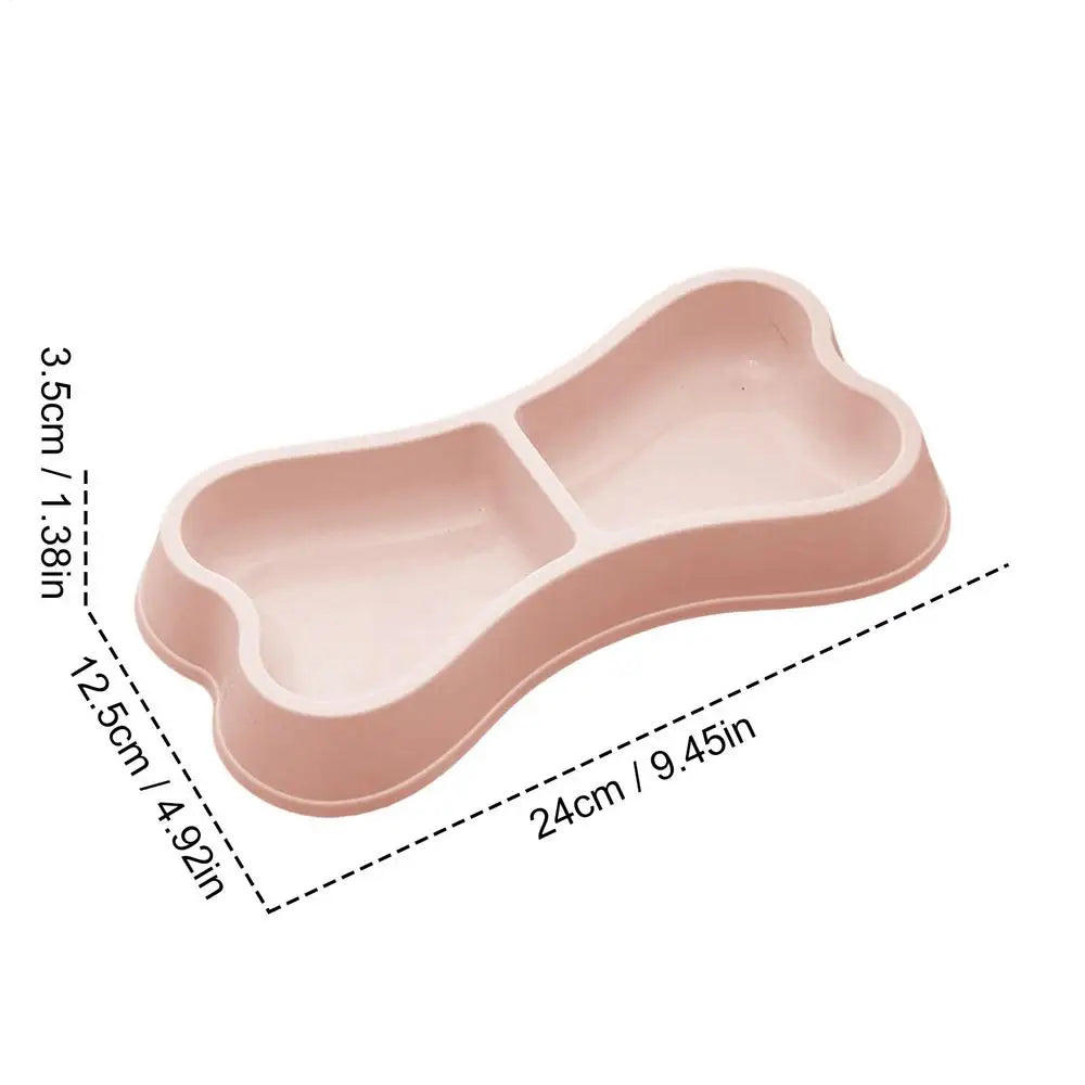 pet bowl Bone-Shaped Pet Bowls 2 in 1 Food & Water Dish with Non-Slip Base Cat Feeding Set for Small Spaces Pet feeding Zpaxo Pinks