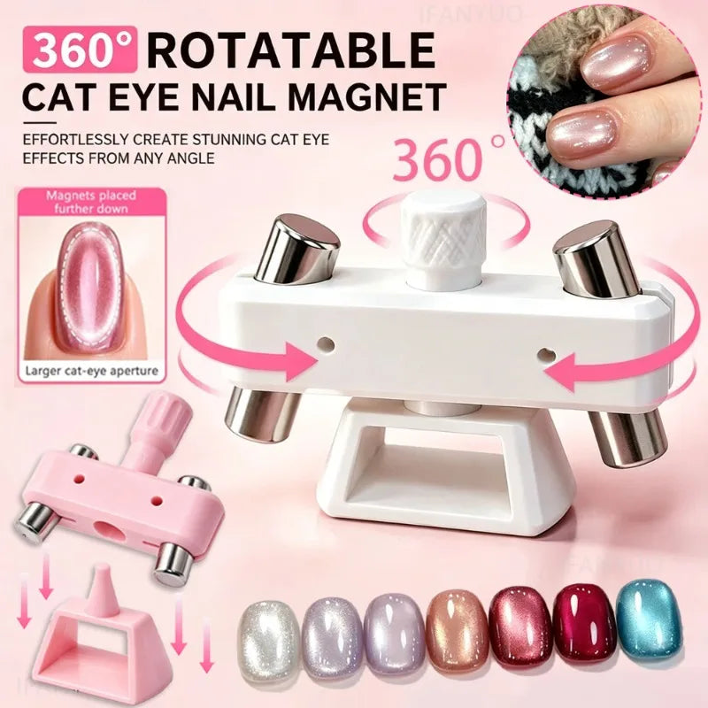 New Rotatable Glass Bead Cat-Eye Nail Art Magnet Gyroscope 3D Strong Magnet No Skills Cat Eye Effect Nail Art Tool for Beginners Zpaxo