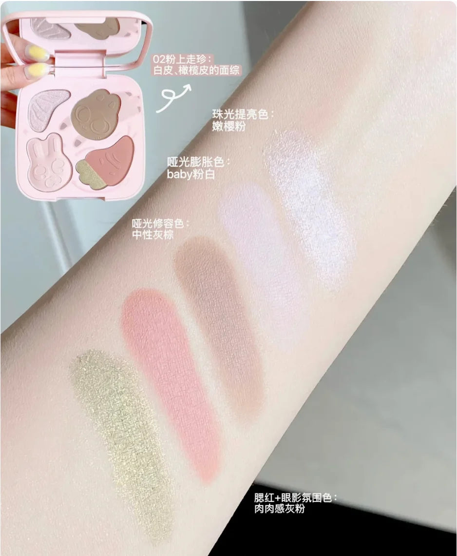Little Ondine 5 Colors Eyeshadow Palette Multiple Cute Carton Matte Zpaxo