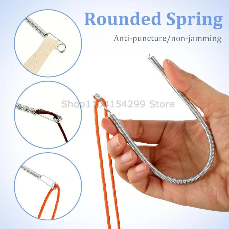 Multipurpose Rope Threading Tool DIY Bendable Spring Drawstring Threader Clip Sewing Needle for Pulling Ropes Elastic Band Craft Zpaxo