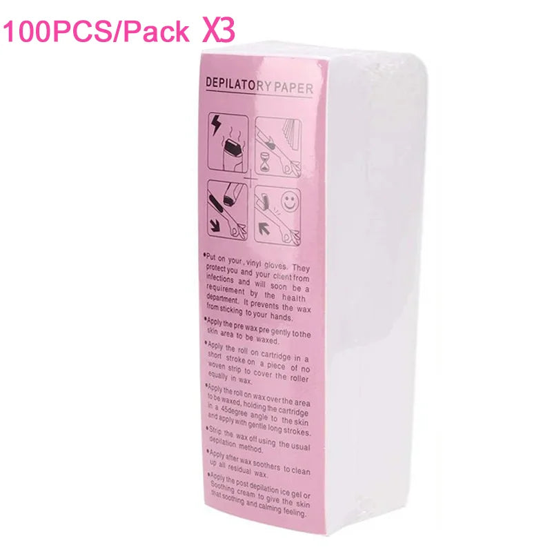 New 20/50/100Pcs Wax Paper Professional Hair Removal Waxing Strips Non-woven Fabric Waxing Papers Depilatory Beauty Tool Removal Zpaxo 108-100pcsX3