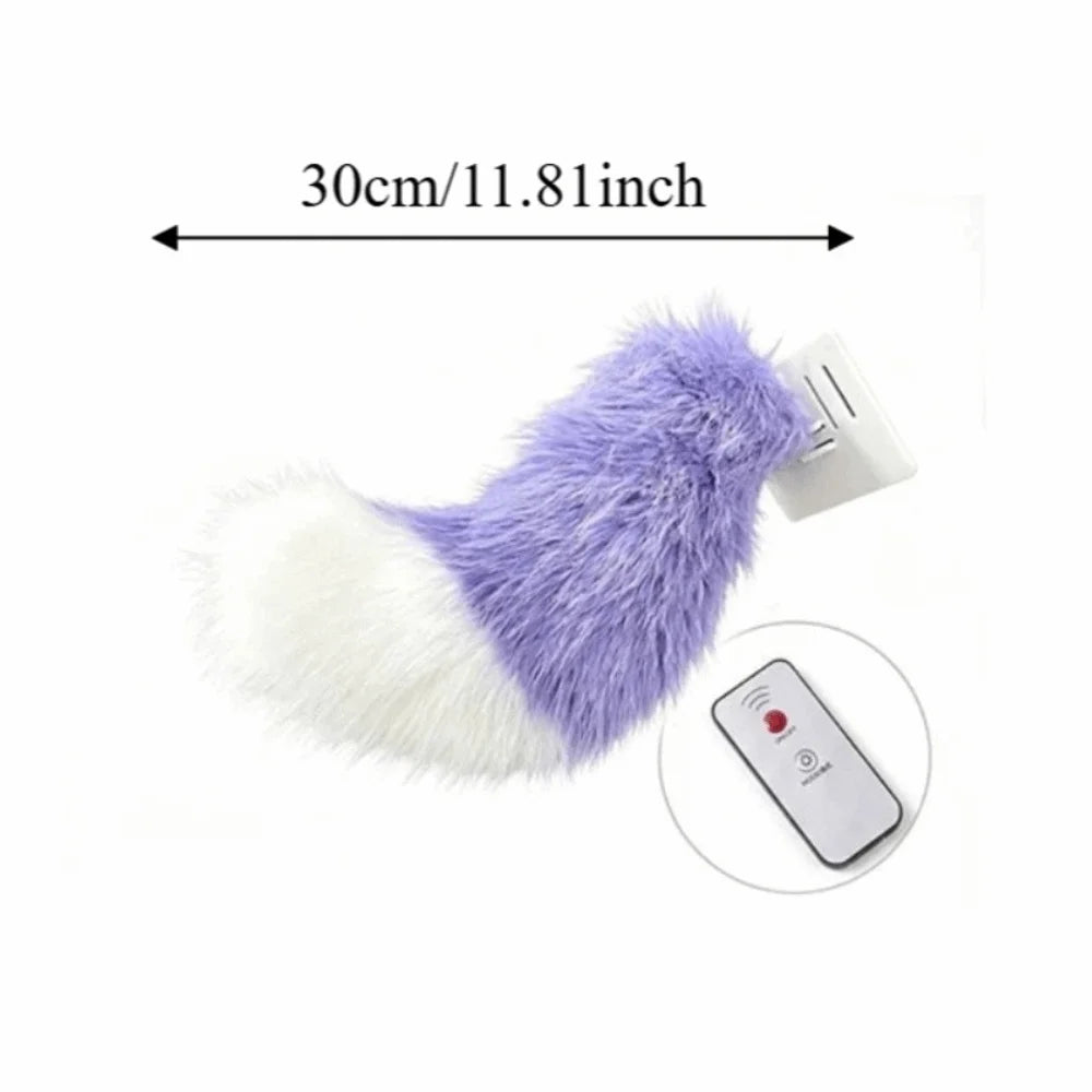 Fluffy Remote Control Wagging Tail Rechargeable Self-adhesive Purple Zpaxo