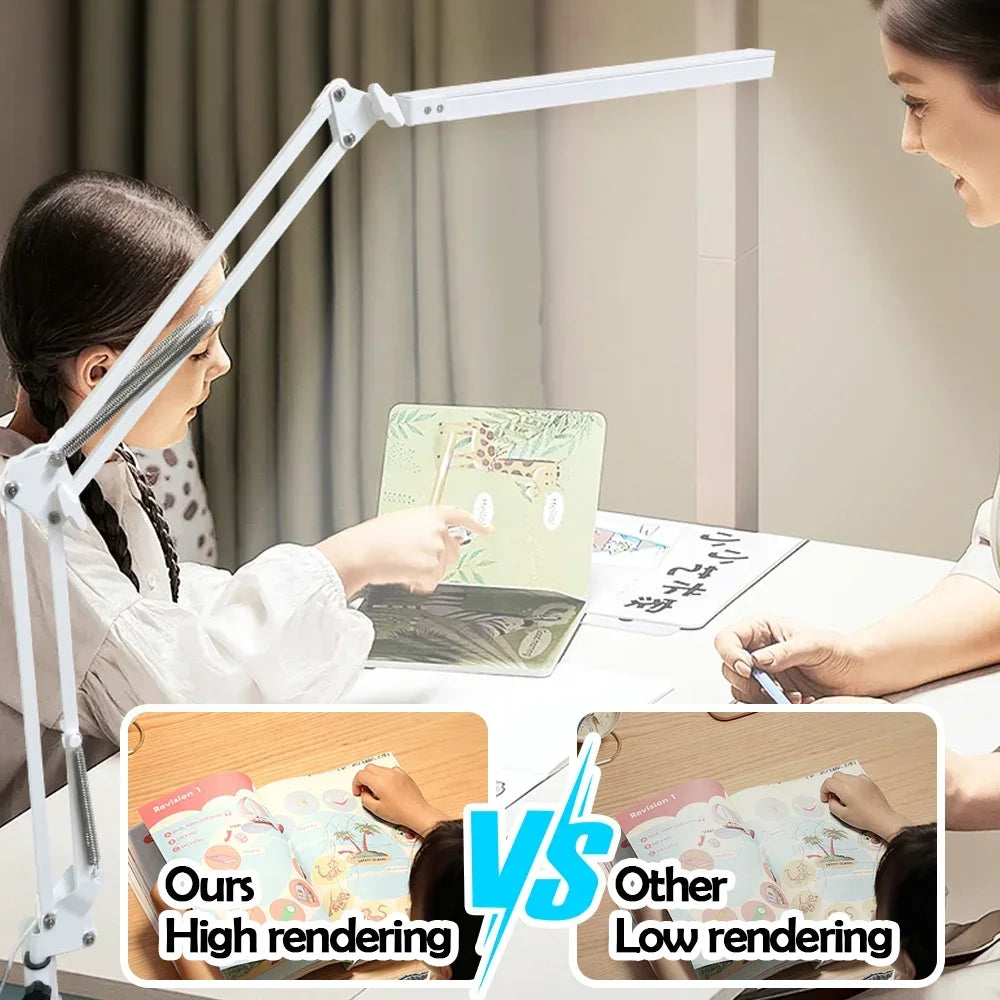 Eye-Caring LED Folding Metal Desk Lamp 3 Colors Adjustable 10 Brightness Levels Flexible Rotating Lamp Head for Home Reading PC Zpaxo