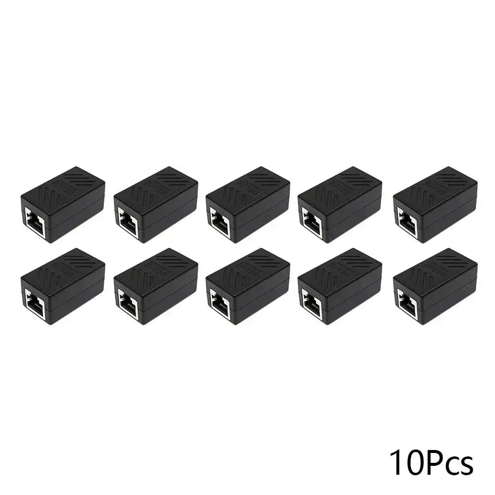 20pcs RJ45 Coupler Extender Connector Cat5 Cat6 Ethernet Coupler Female To Female RJ45 Extender Adapter Ethernet Cable Extender Zpaxo 10PCS