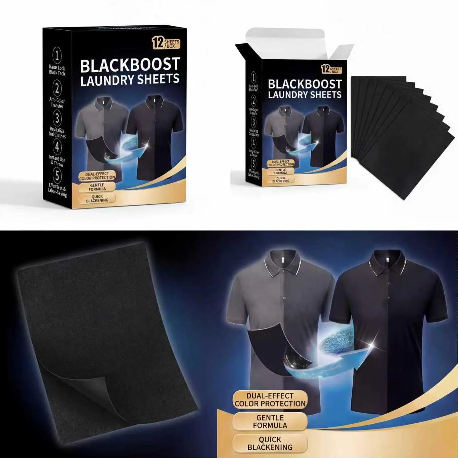 Black Clothes Dye 12 Fabric Tablets Restore Long-lasting Laundry