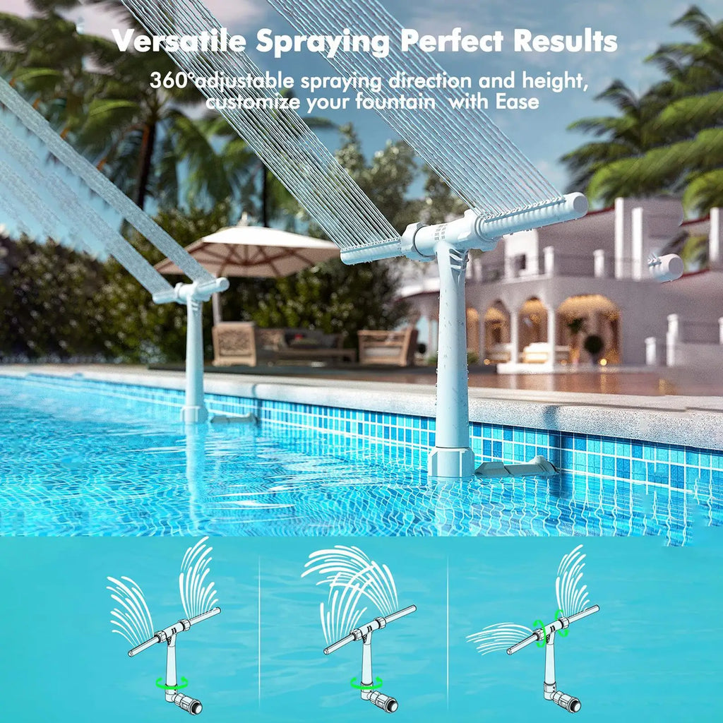 Waterfall Swimming Pool Fountain Double Spray Adjustable Cooling
