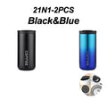 Stainless Steel Insulated Coffee Thermos Leakproof Thermal Mug Vacuum Flasks Portable Car Coffee Cup for Travel Zpaxo Black-Blue-2PCS <500ml