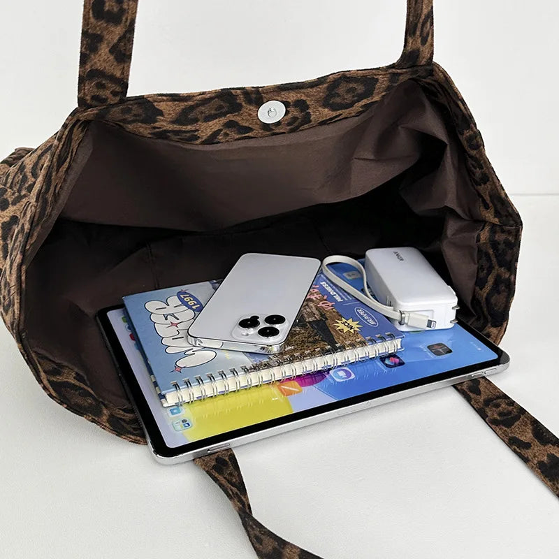 Vintage Leopard Print Tote Bag Women Large Capacity Crossbody Zpaxo