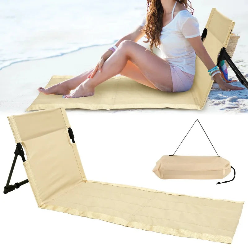 Outdoor Foldable Camping Chair Oxford Cloth Floor Garden Park Single